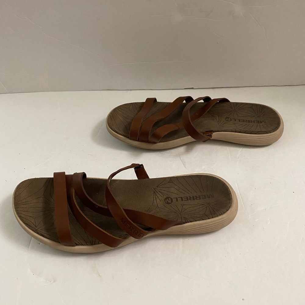 Merrell Duskair Seaway Slide Oak Leather Sandals